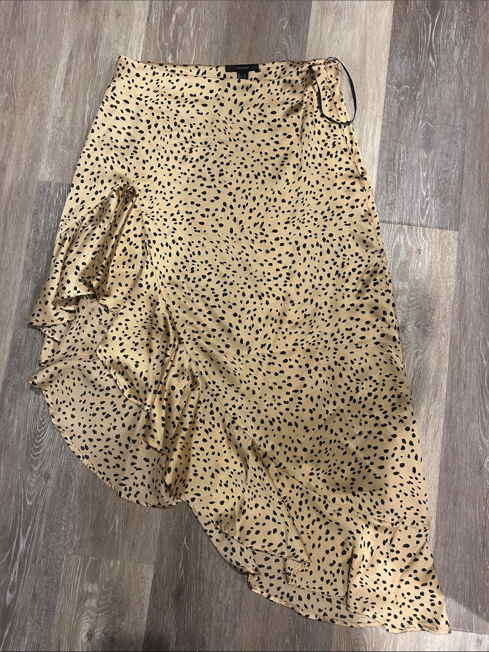 Forever 21 Tan and Black Asymmetrical Ruffle Midi Skirt